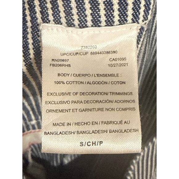 Dickies Men's Striped Denim Overalls Size Small Blue & White Workwear - Picture 7 of 7